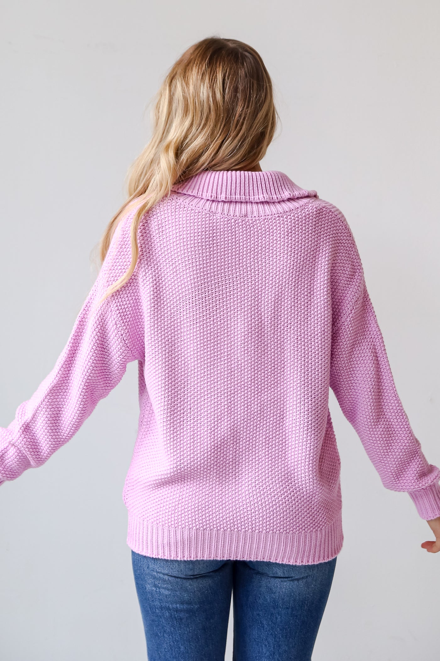 purple Collared Oversized Sweater back view