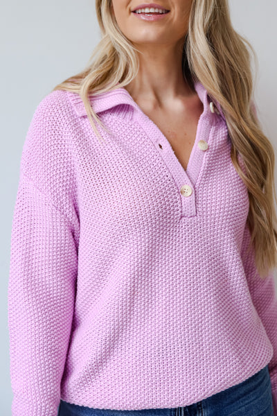lavender Collared Oversized Sweater