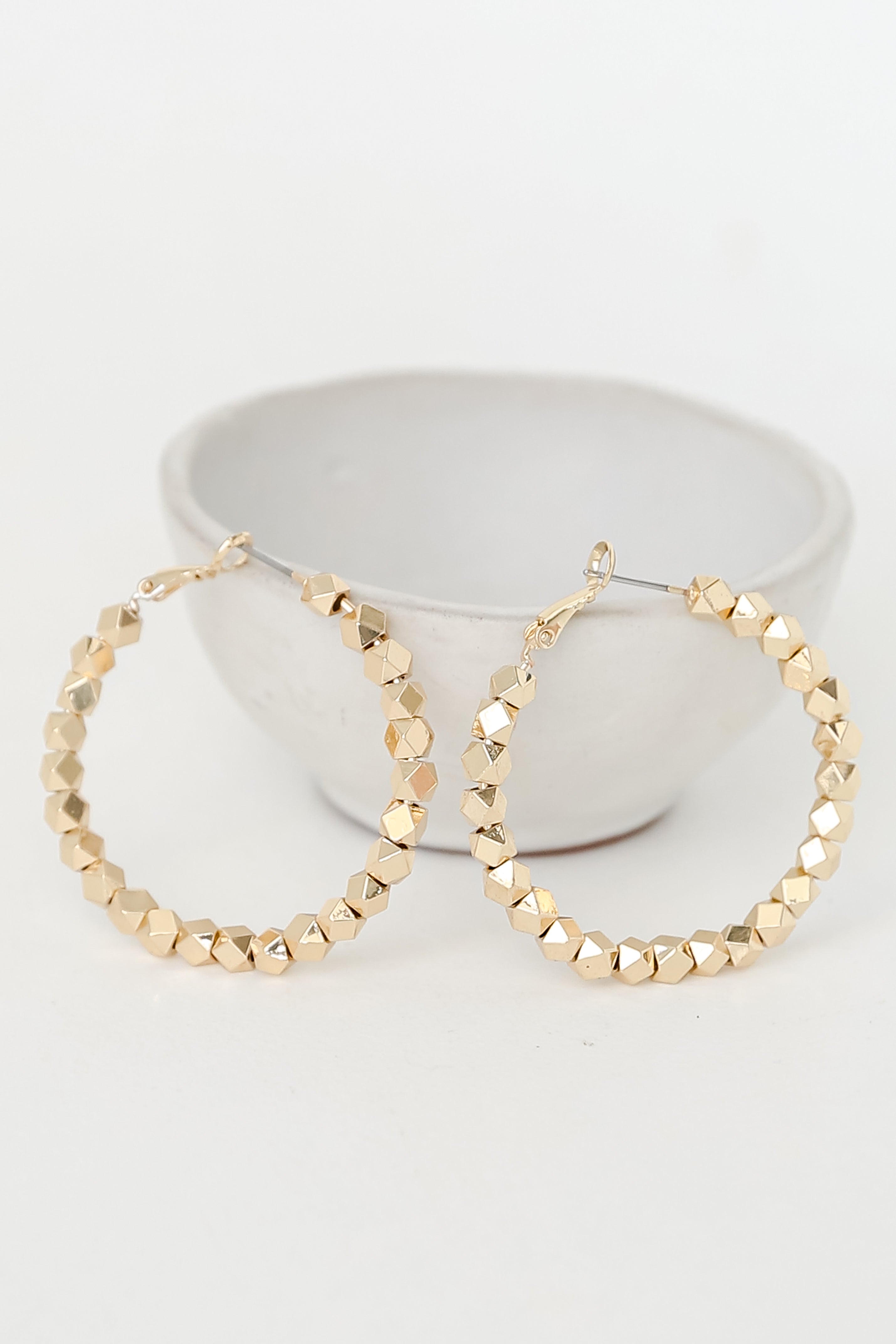 Gold Beaded Hoop Earrings