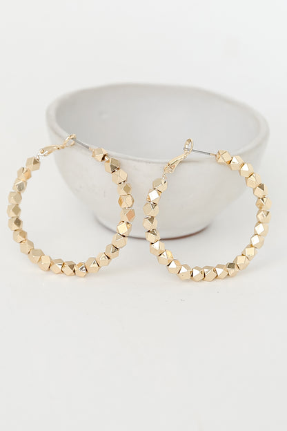 cute Gold Beaded Hoop Earrings