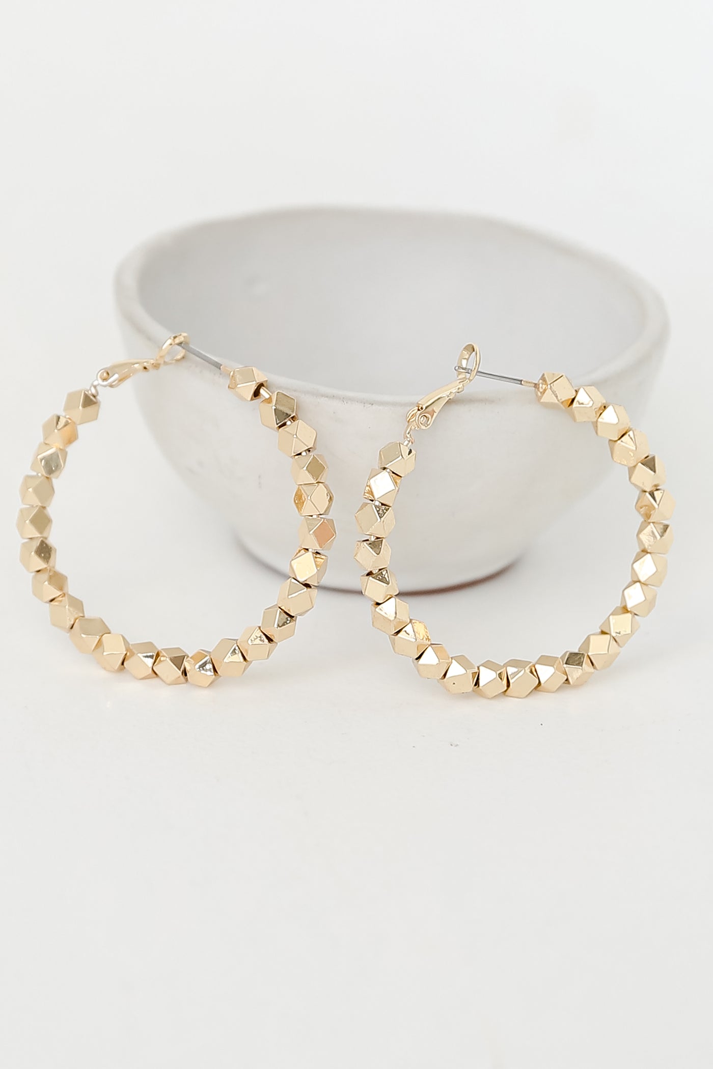 cute Gold Beaded Hoop Earrings