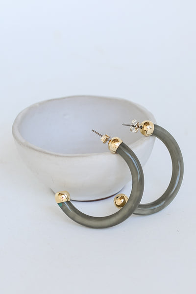 Olive Acrylic Hoop Earrings