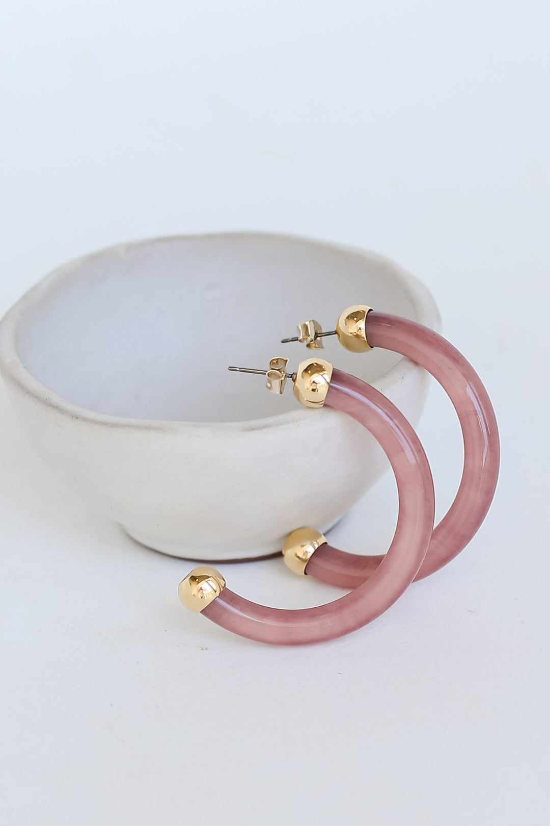 Mauve Acrylic Hoop Earrings