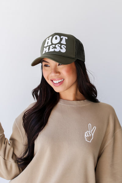 Olive Hot Mess Trucker Hat, holley collab