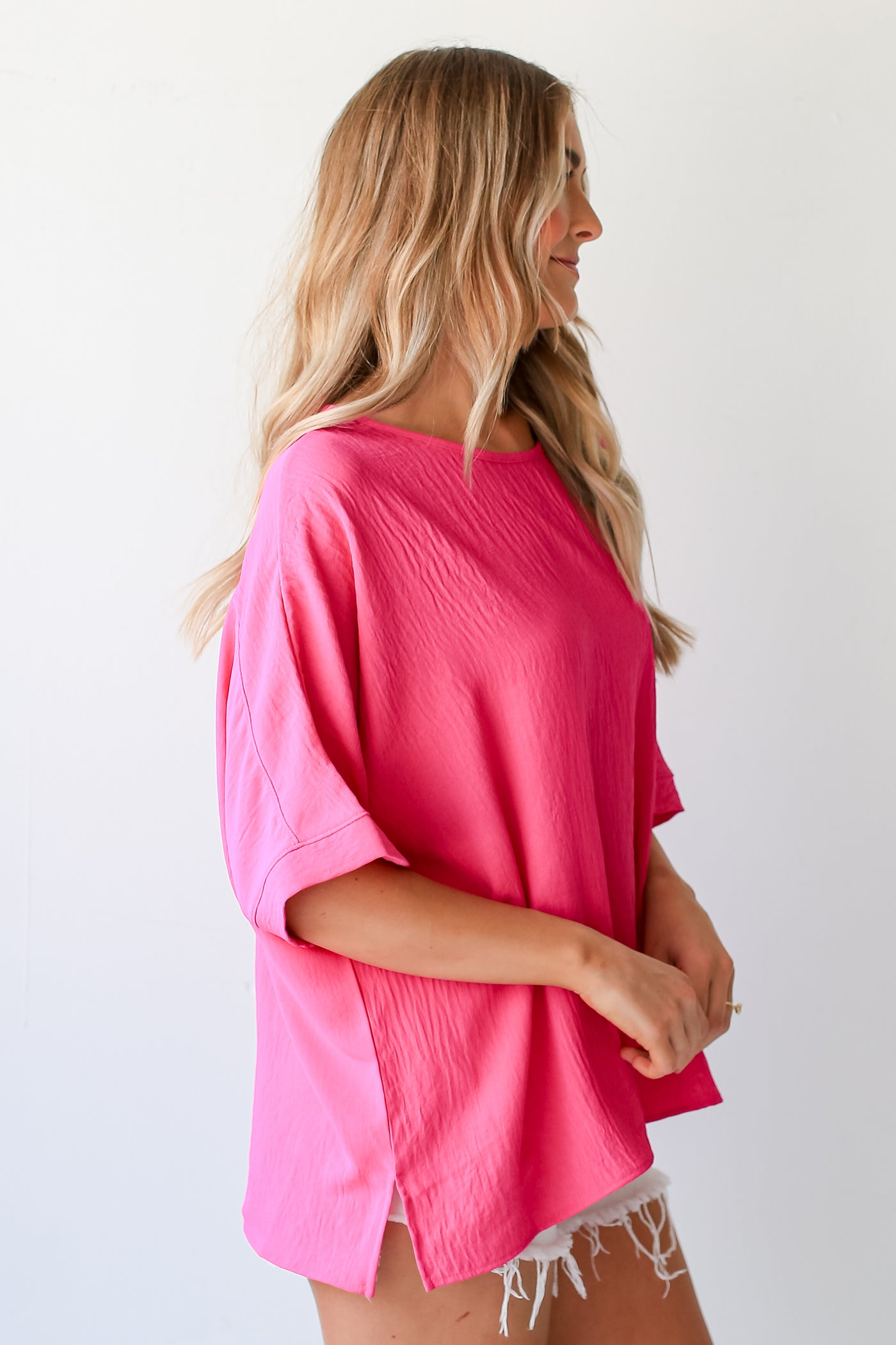 pink Oversized Blouse side view
