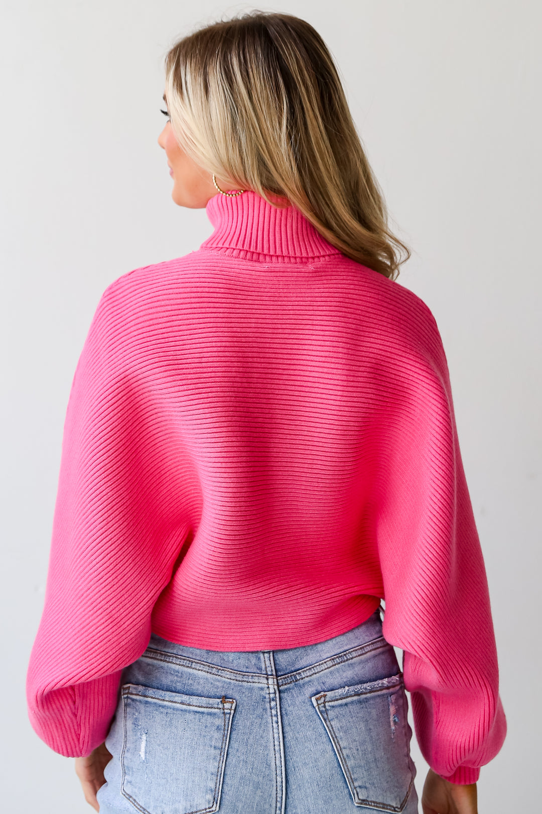 cozy Pink Ribbed Turtleneck Sweater
