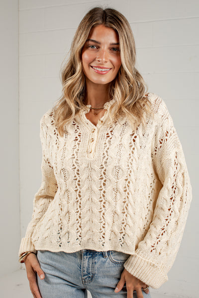 Ivory Cable Knit Sweater | Trendy Women's Tops | Shop Dress Up