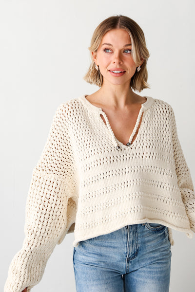 Natural Crochet Sweater for women