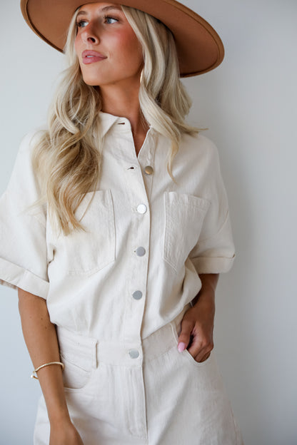 Appealing Perfection Ivory Denim Romper