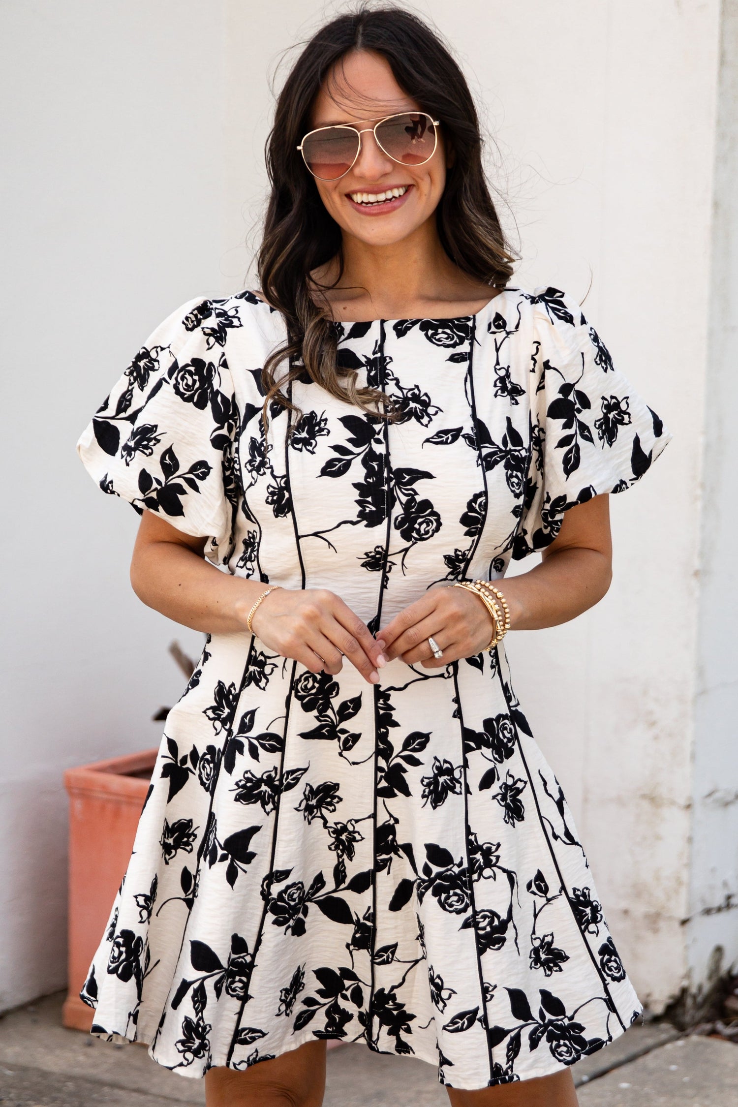 Trendy Ivory A-Line Floral Mini Dress | Women's Dresses | ShopDressUp Ivory / Large