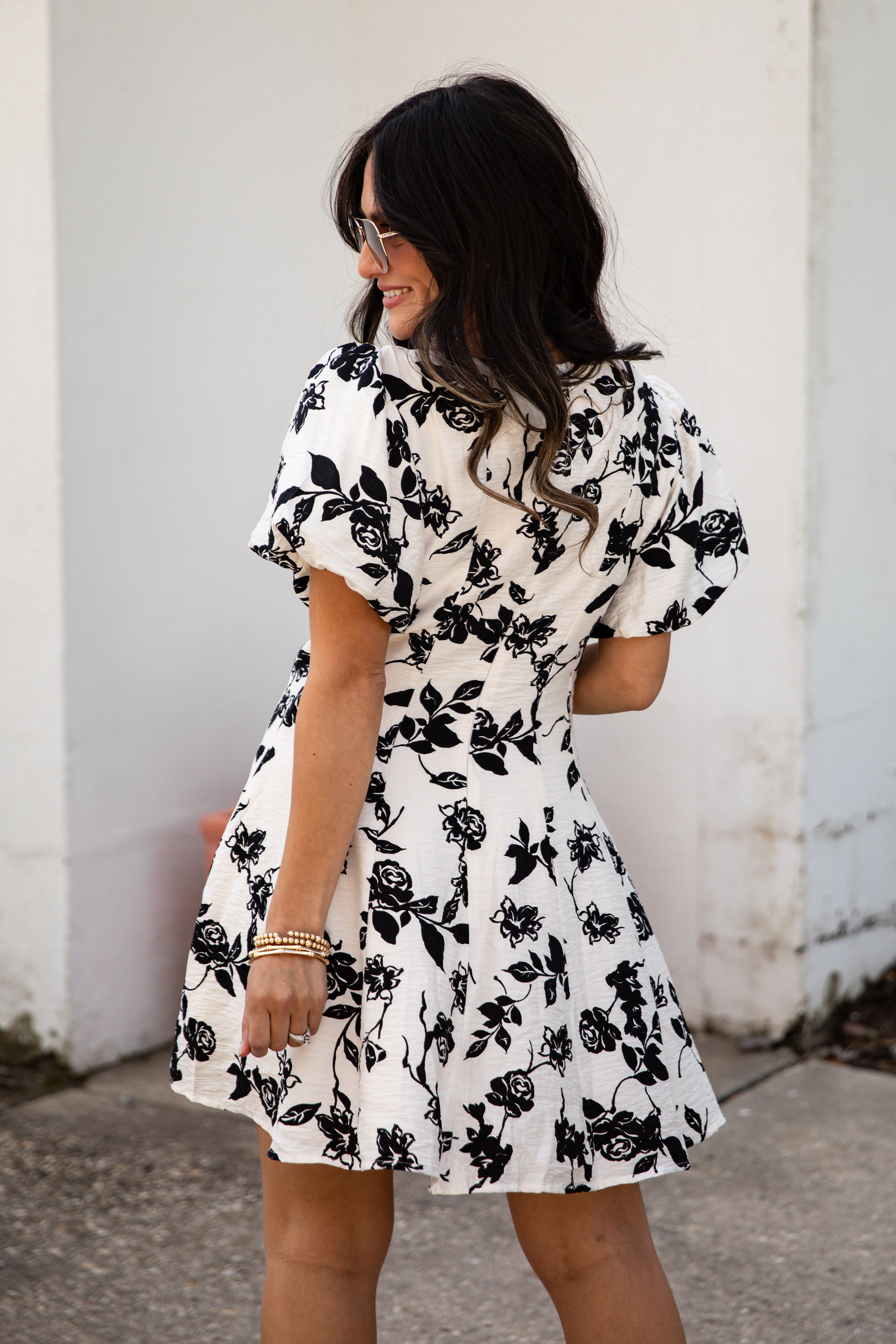 black and white floral mini dress Trendy Ivory A-Line Floral Mini Dress | Women's Dresses