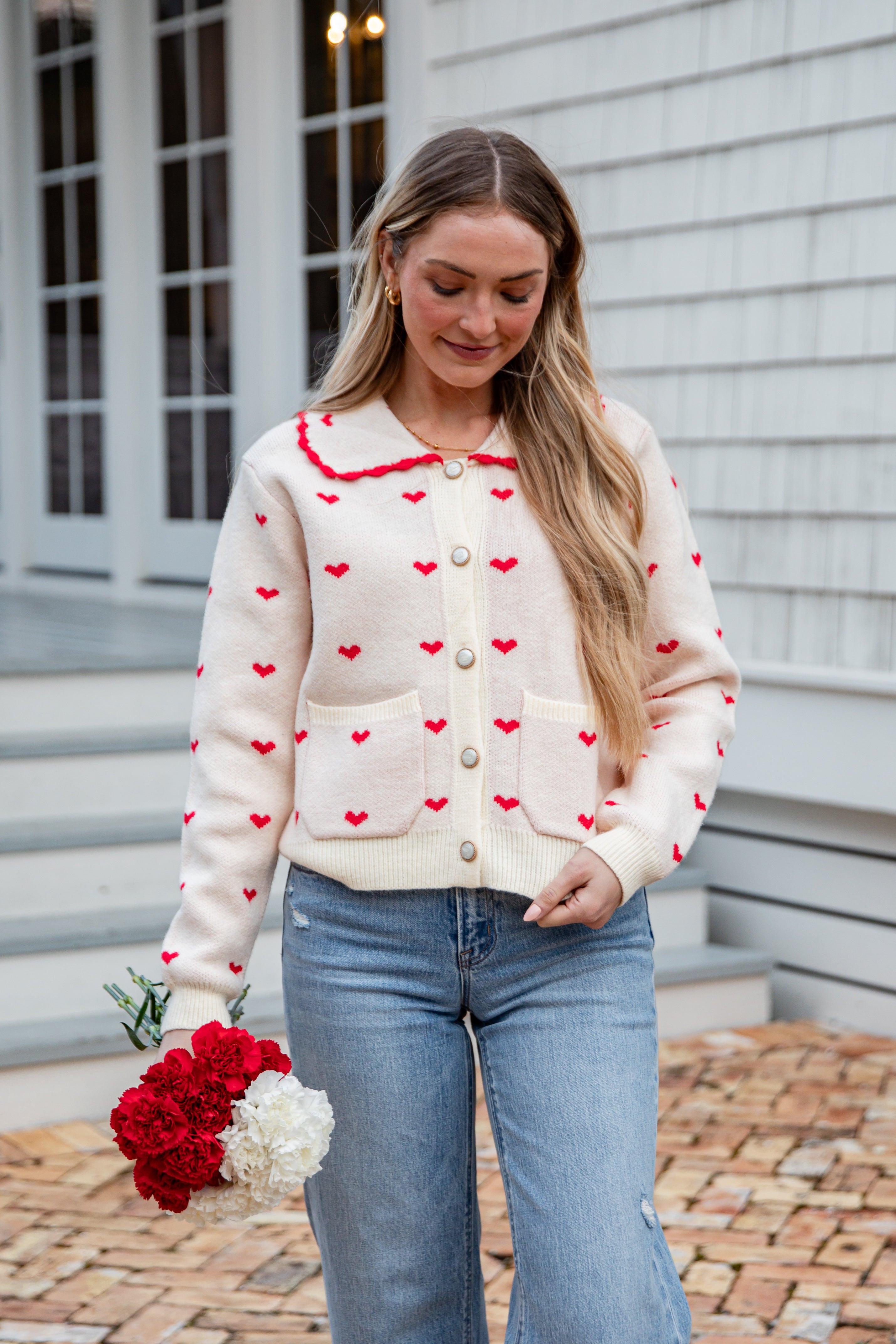 トップス heart dot reversible knit cardigan Cupid's Crush Heart Sweater Cardigan | Trendy Women's Looks | Dress Up