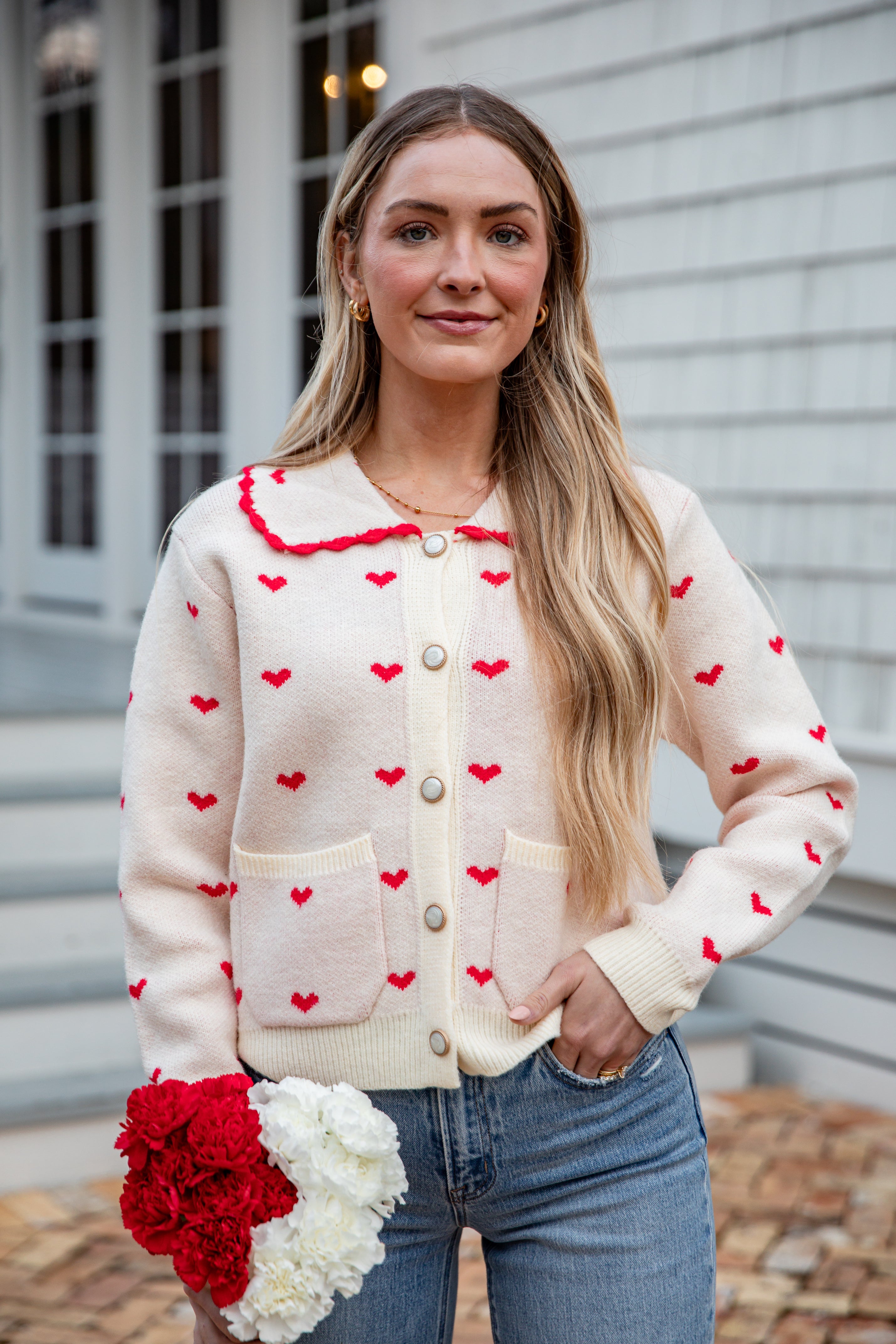 Cupid's Crush Heart Sweater Cardigan | Trendy Women's Looks | Dress Up