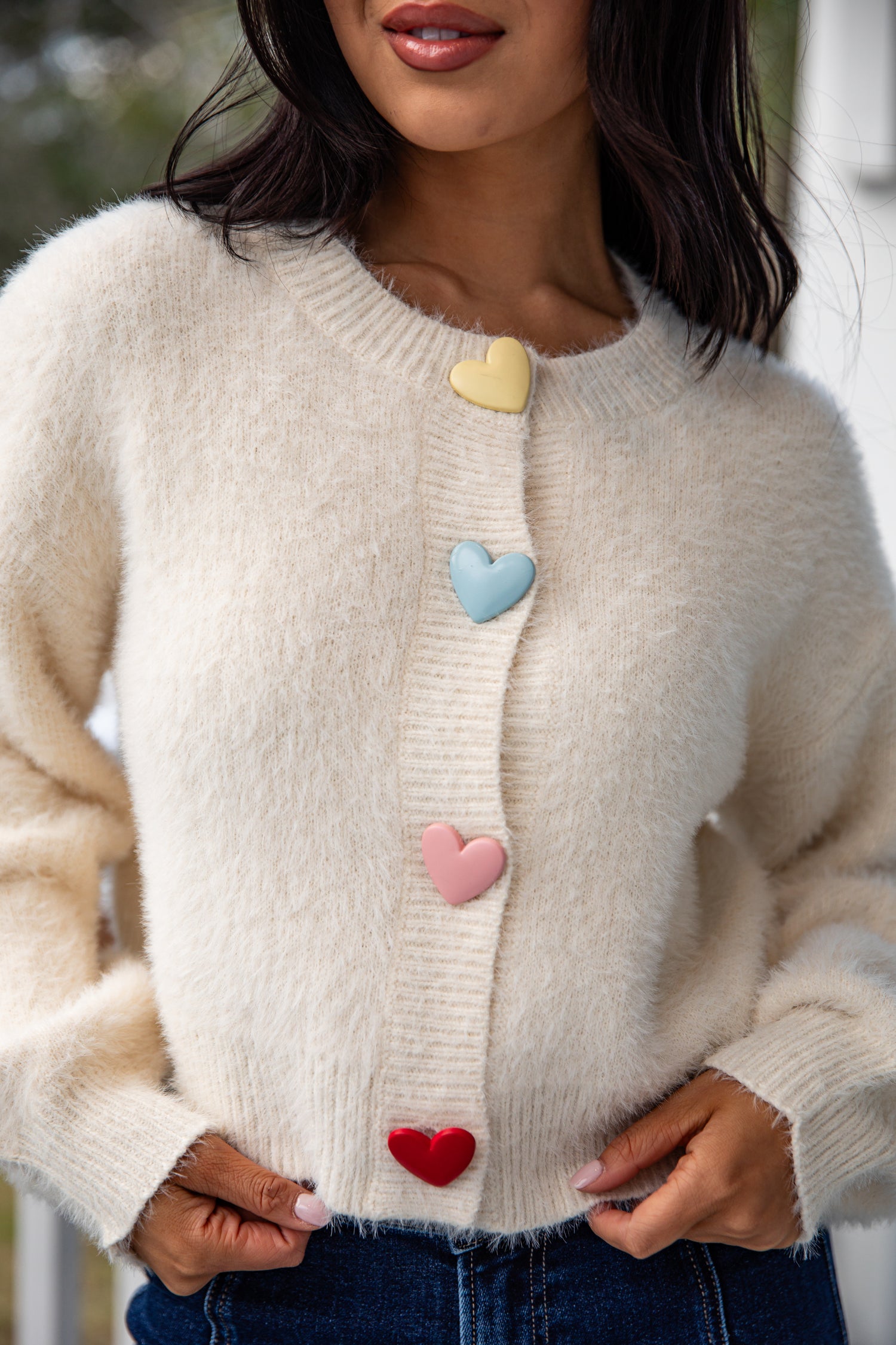 Sweethearts Knit Ivory Sweater Cardigan | Trendy Women's Top | DressUp Ivory / Medium/Large Sweethearts Knit Ivory Sweater Cardigan | Trendy Women's Top | DressUp Ivory / Medium/Large