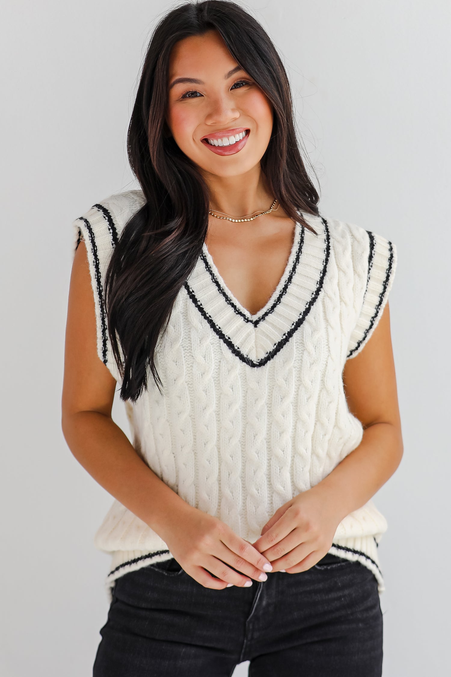 Posh Scholar Cable Knit Sweater Vest