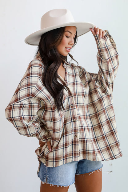 Adorably Classic Beige Plaid Flannel