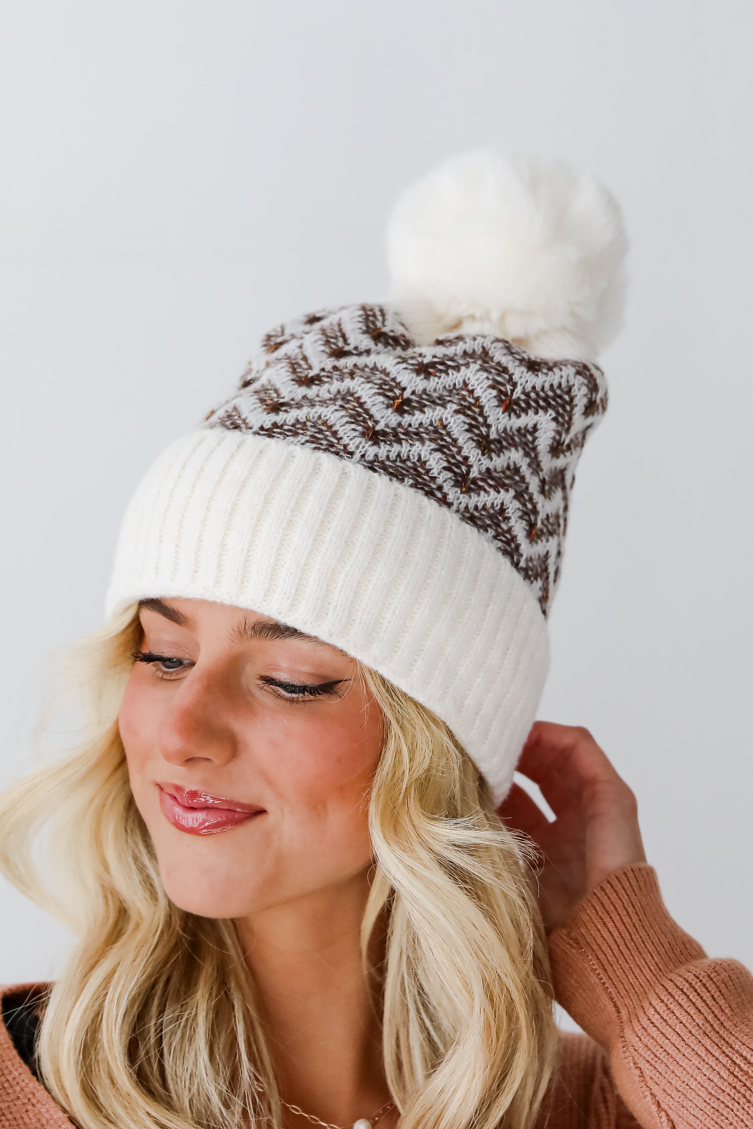 Alpine Poise Ivory Pom Pom Beanie