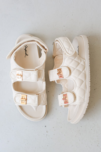 Quilted Double Strap Sandals top view