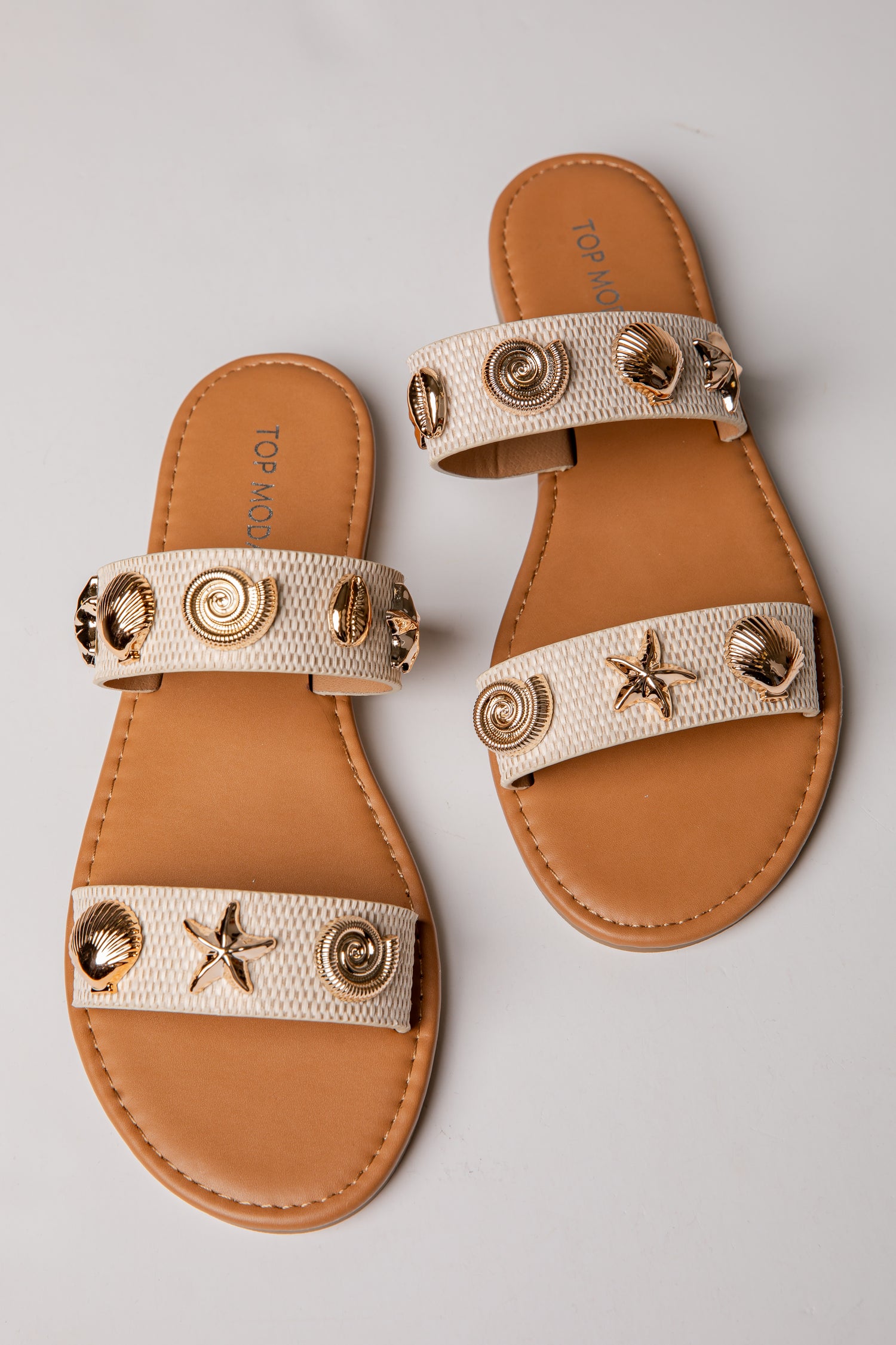 Shell Embellished Slide Sandal | Cute Women's Sandals | ShopDressUp Ivory / 5.5 Shell Embellished Slide Sandal | Cute Women's Sandals | ShopDressUp Ivory / 5.5