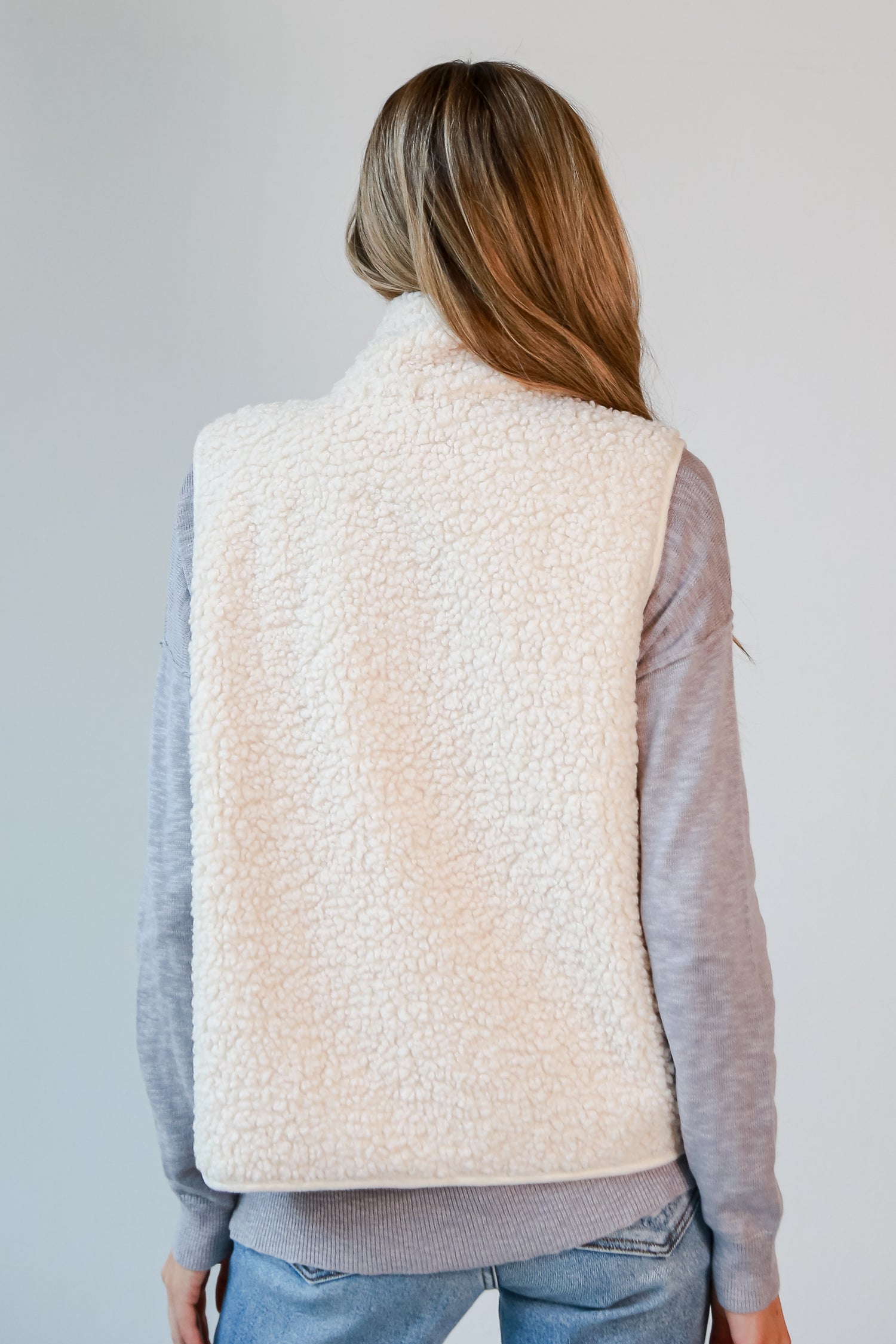 Ivory Sherpa Vest back view