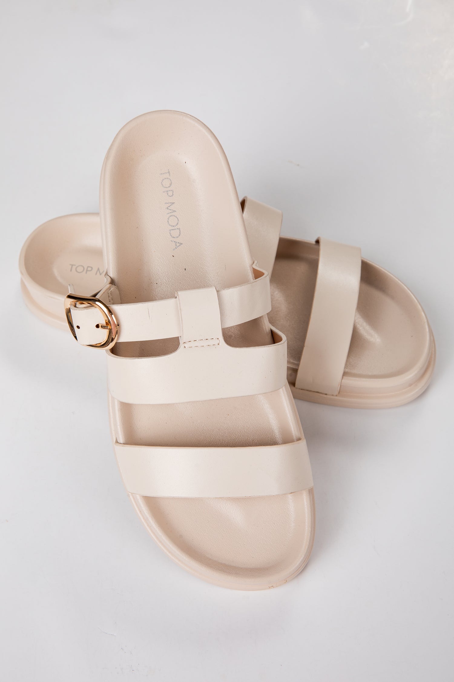 womens ivory dress sandals Women's Slip Into Something Pretty Ivory Cutout Slide Sandals | Size: 7