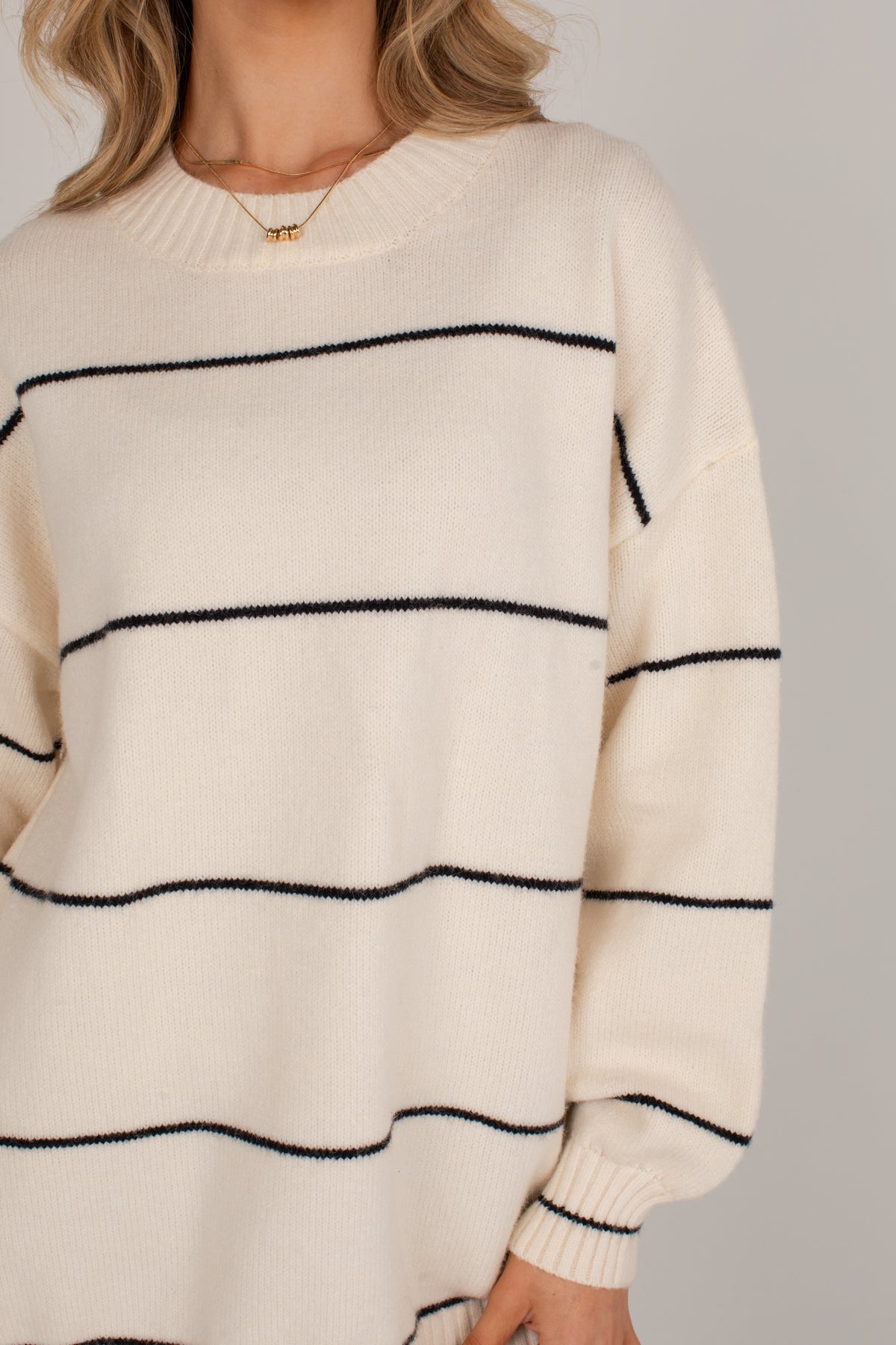 Classic Contrast Ivory Stripe Sweater