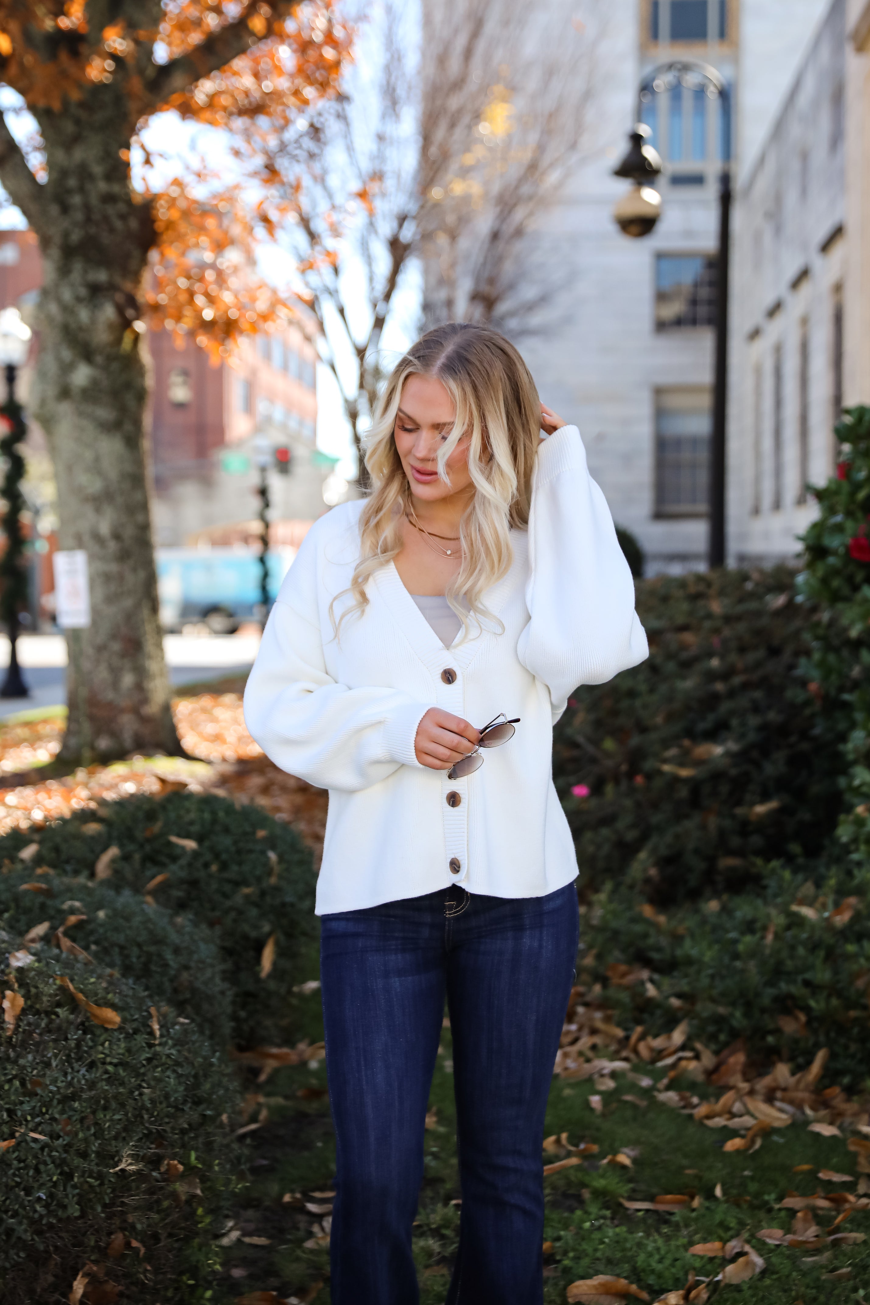 Snowy Streets Ivory Oversized Sweater Cardigan