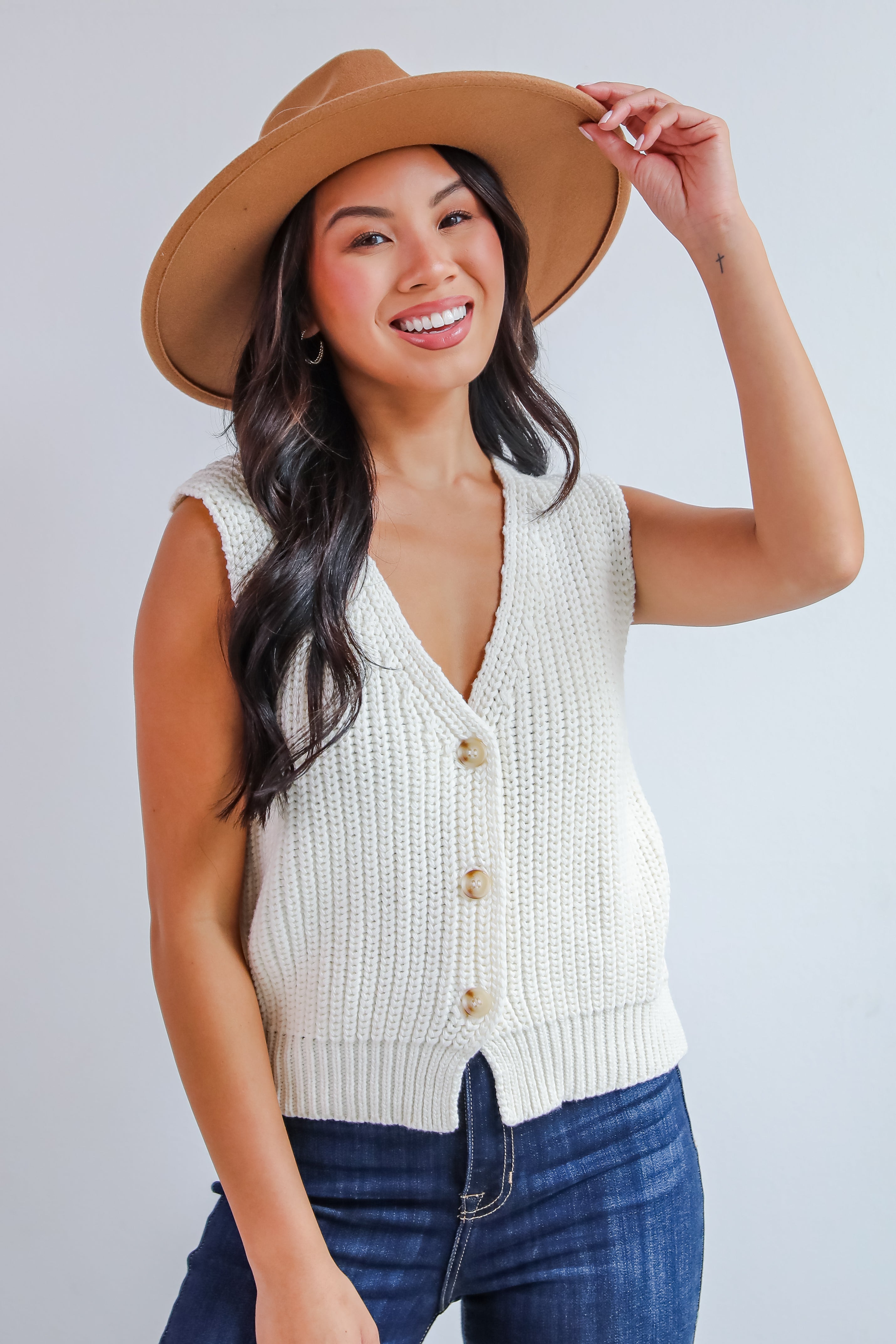 Cozy Guarantee Ivory Sweater Vest