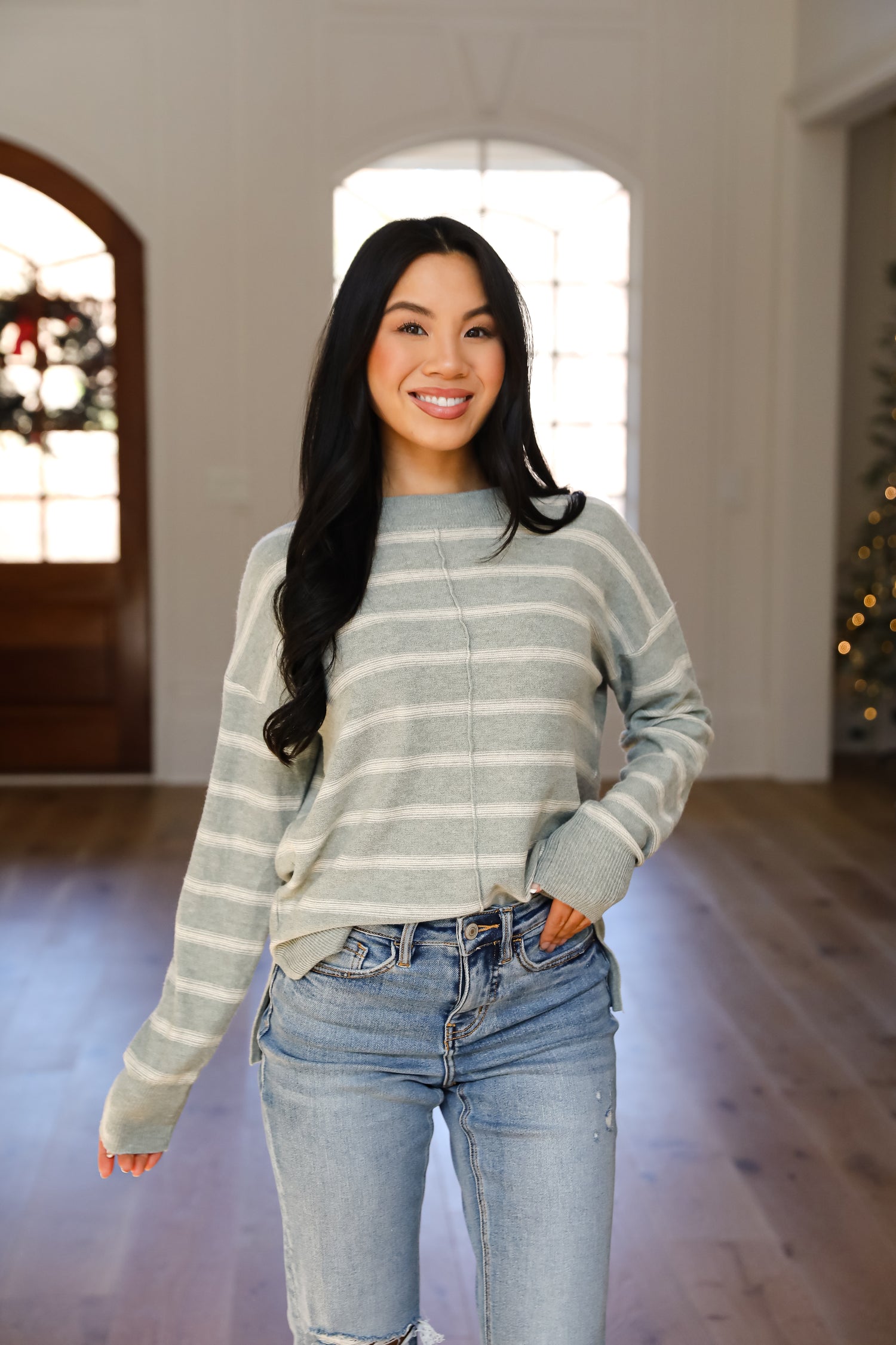 Adorable Simplicity Striped Lightweight Knit Sweater