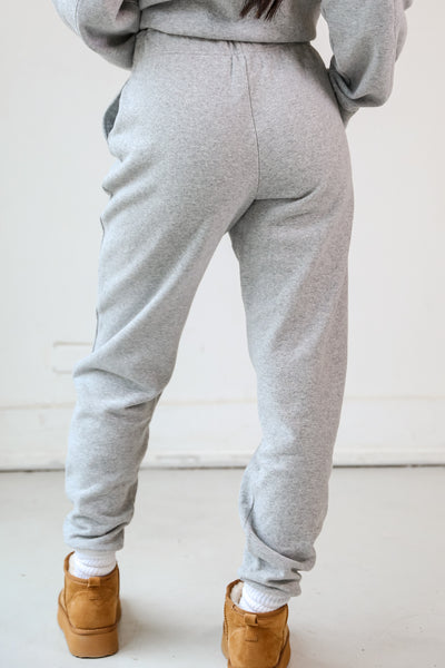 grey Fleece Jogger Sweatpants back view