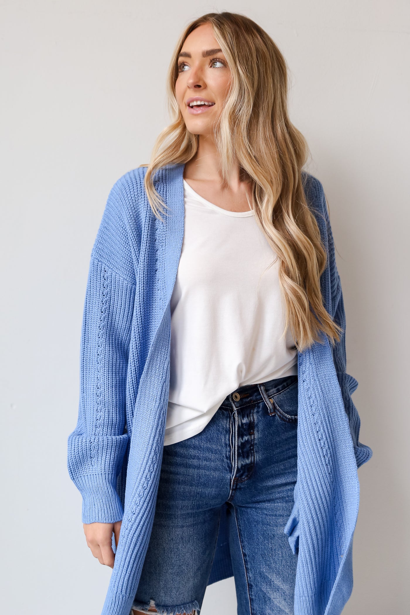 blue Cardigan front view