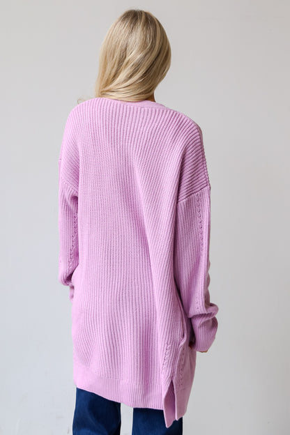 purple Cardigan back view