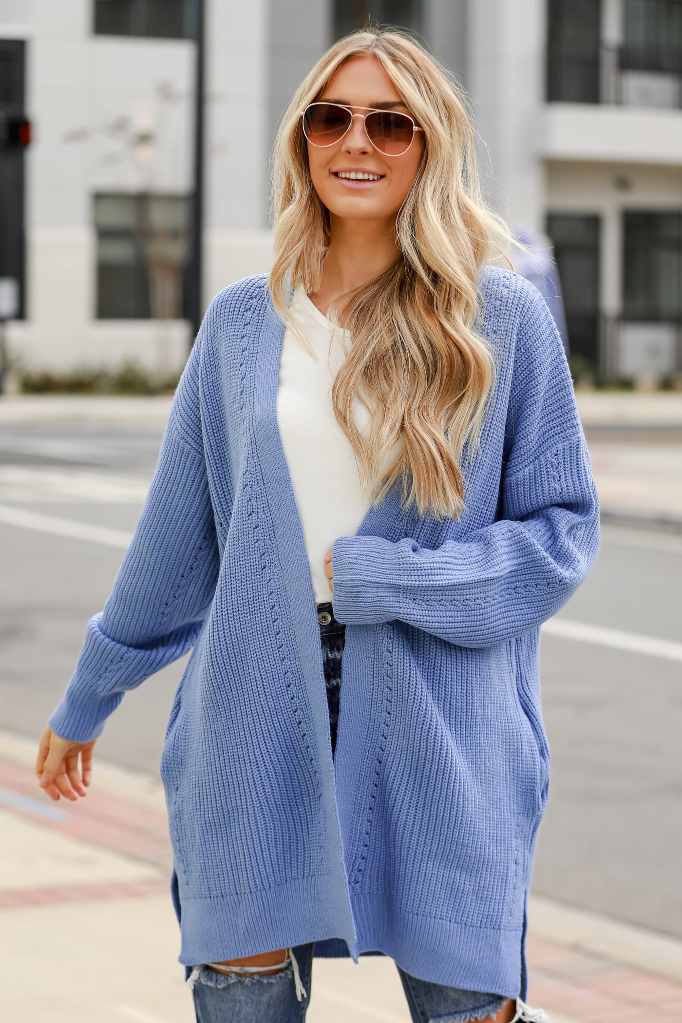 blue sweater cardigan