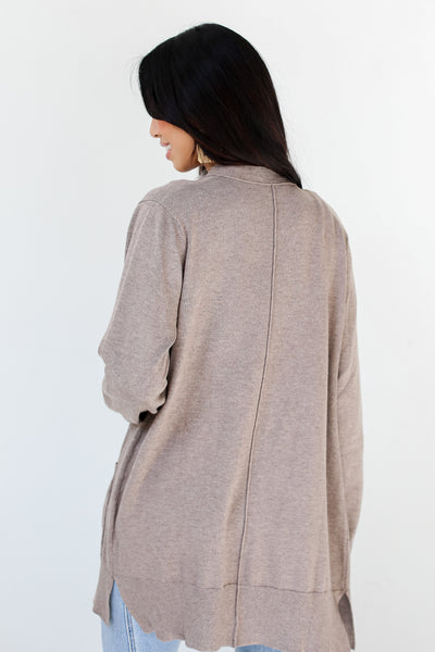 taupe lightweight Cardigan back view