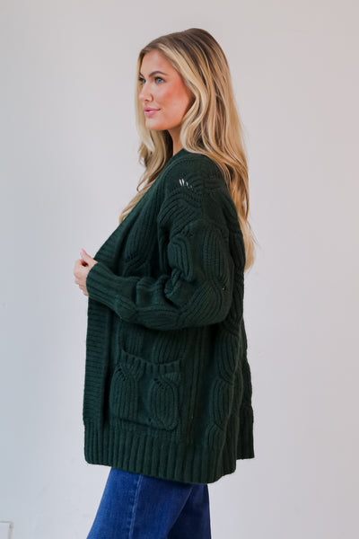 green Cardigan side view