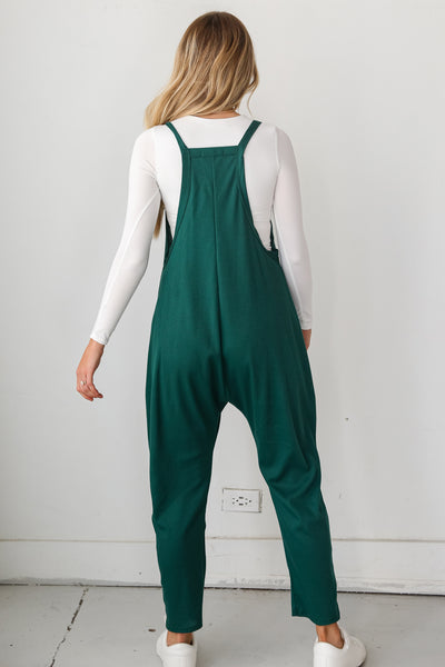 green Waffle Knit Jumpsuit back view