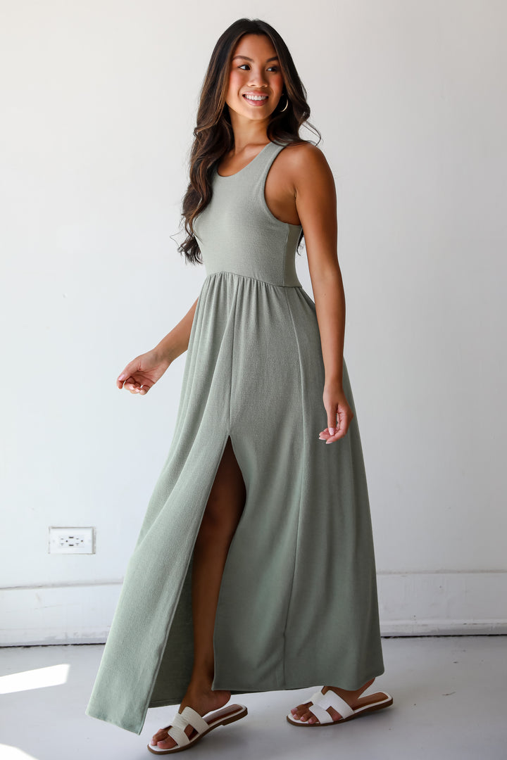 Ideal Choice Knit Maxi Dress