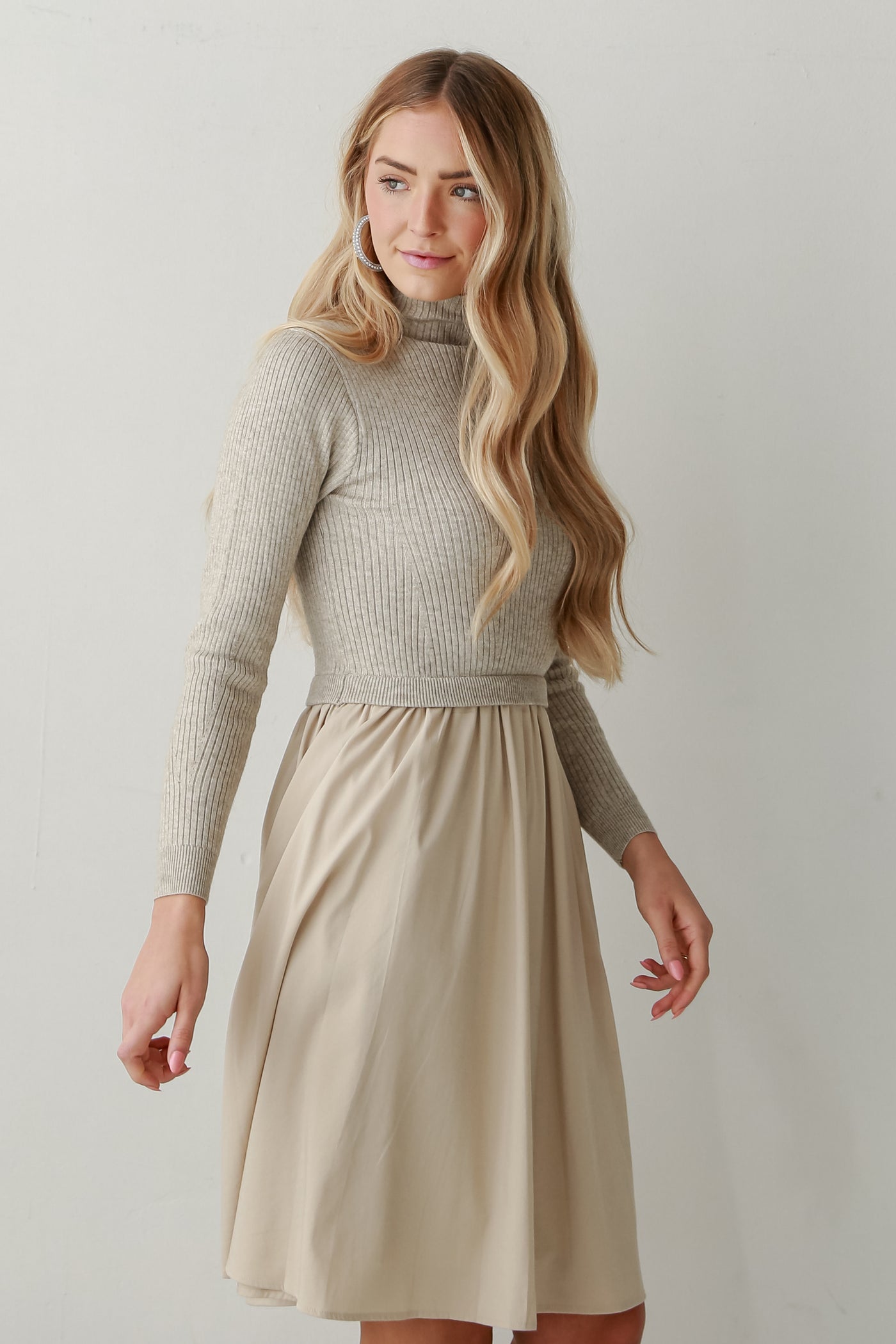 taupe Midi Dress side view