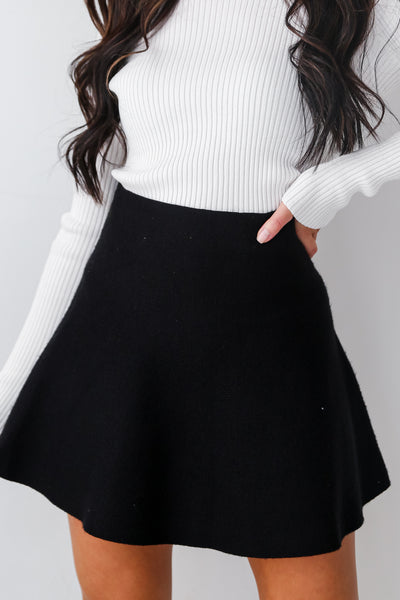 black Knit Mini Skirt close up