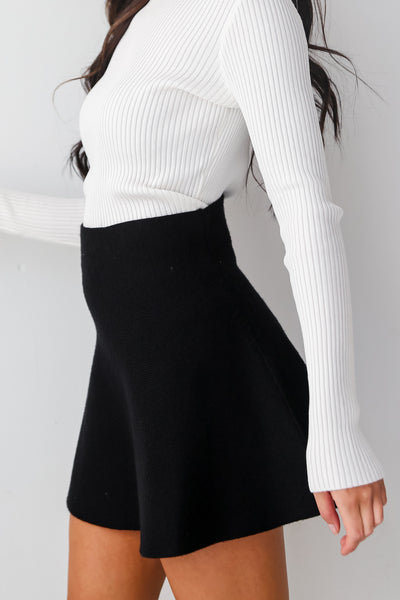 black Knit Mini Skirt side view