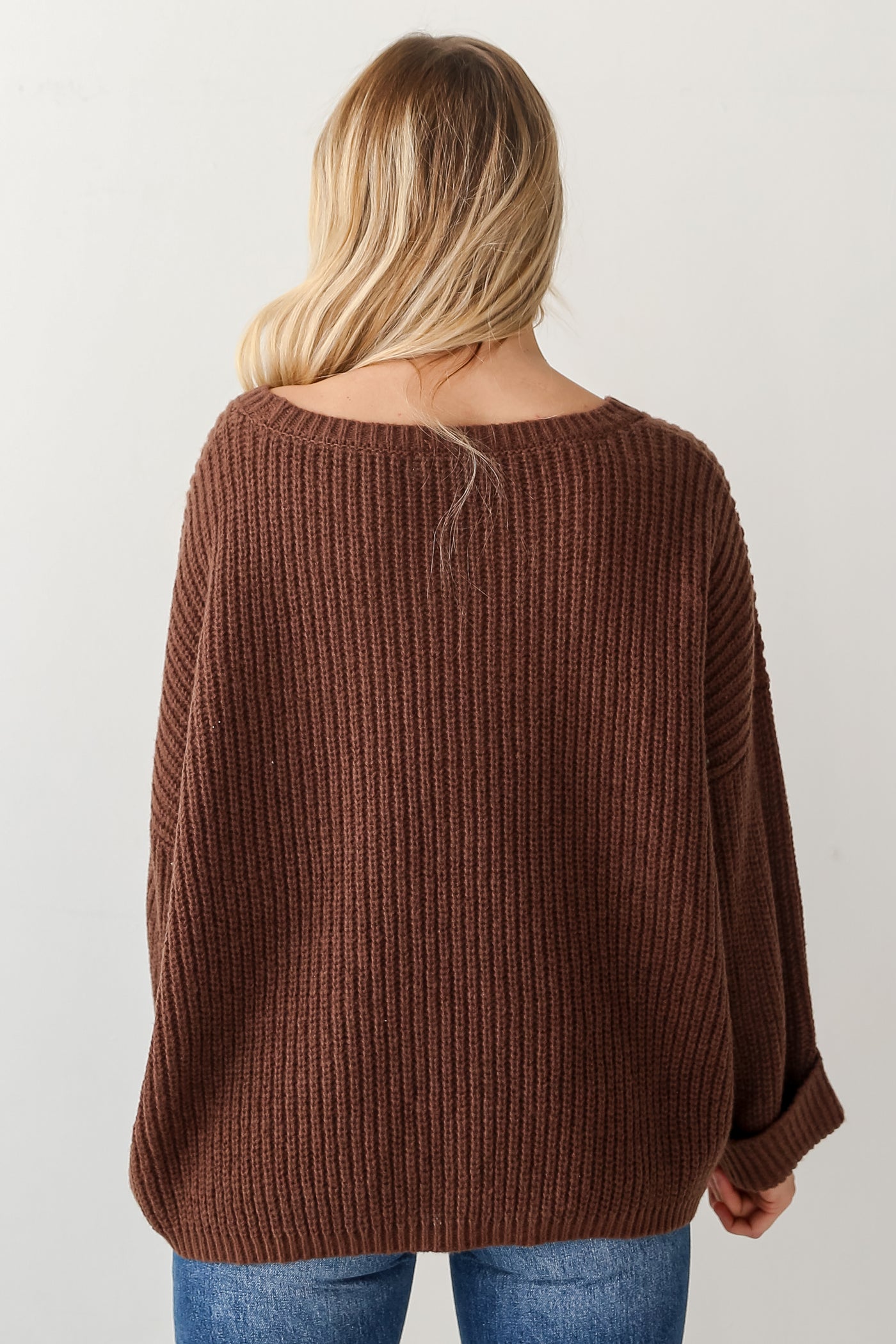 brown Oversized Sweater back view