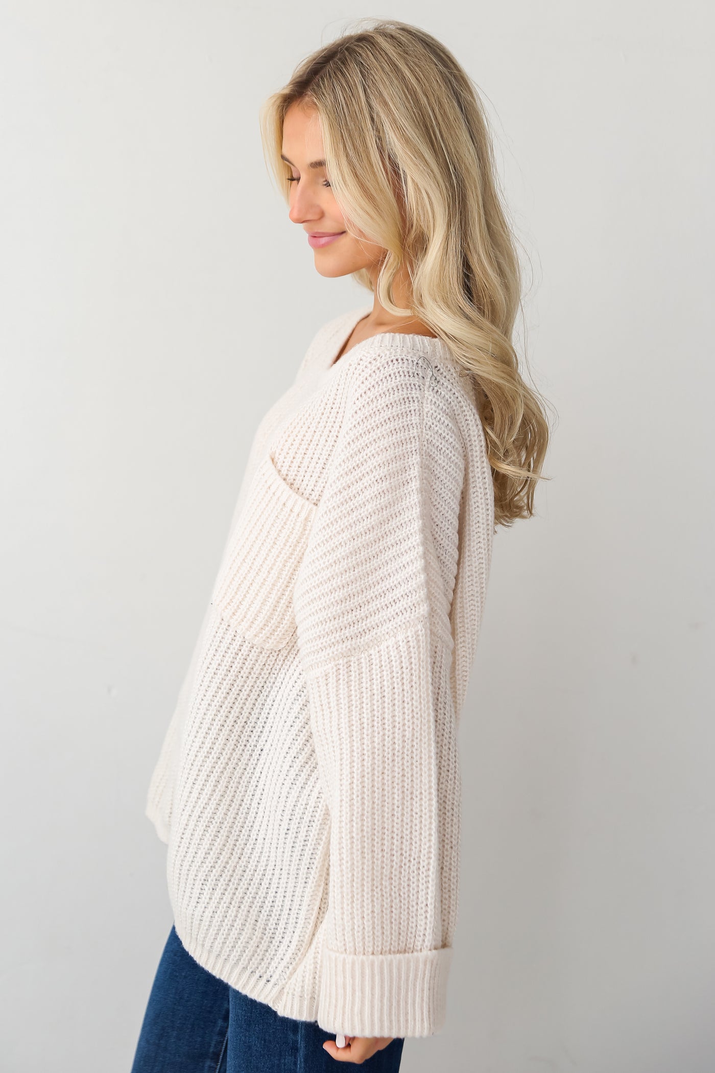 cream Oversized Sweater side view