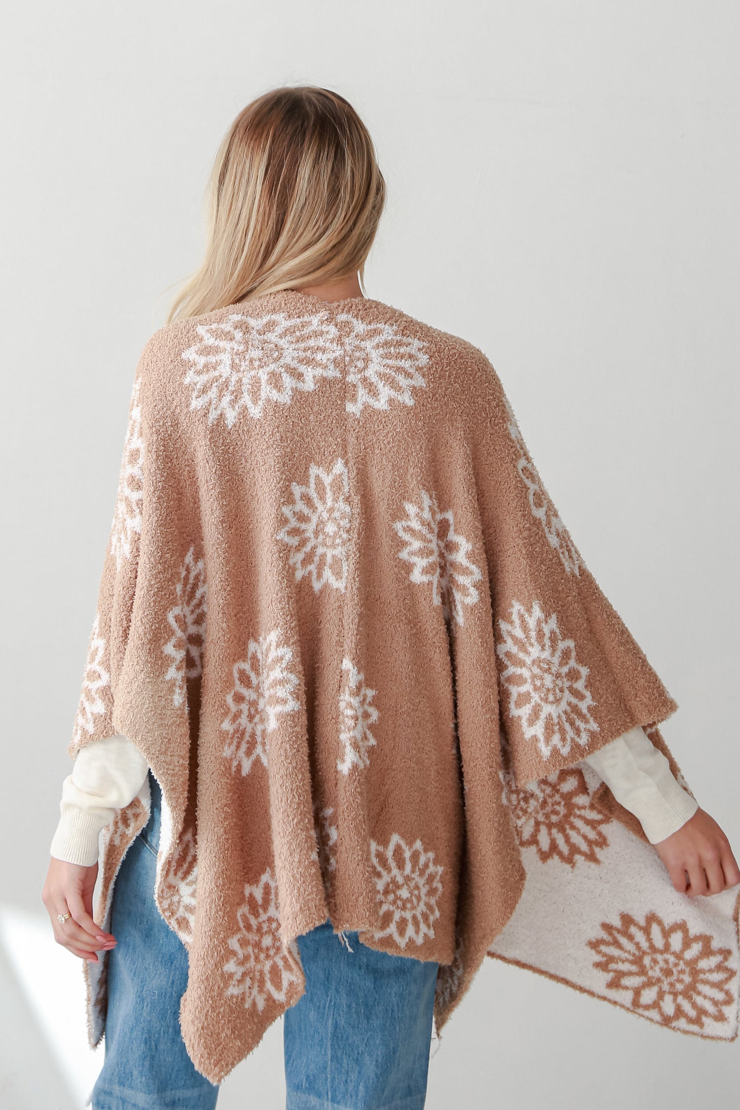 womens Beige Luxe Knit Shawl