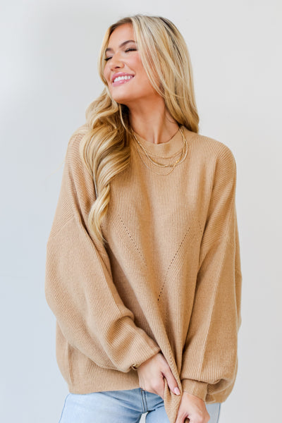 camel Cozy Sweater front view