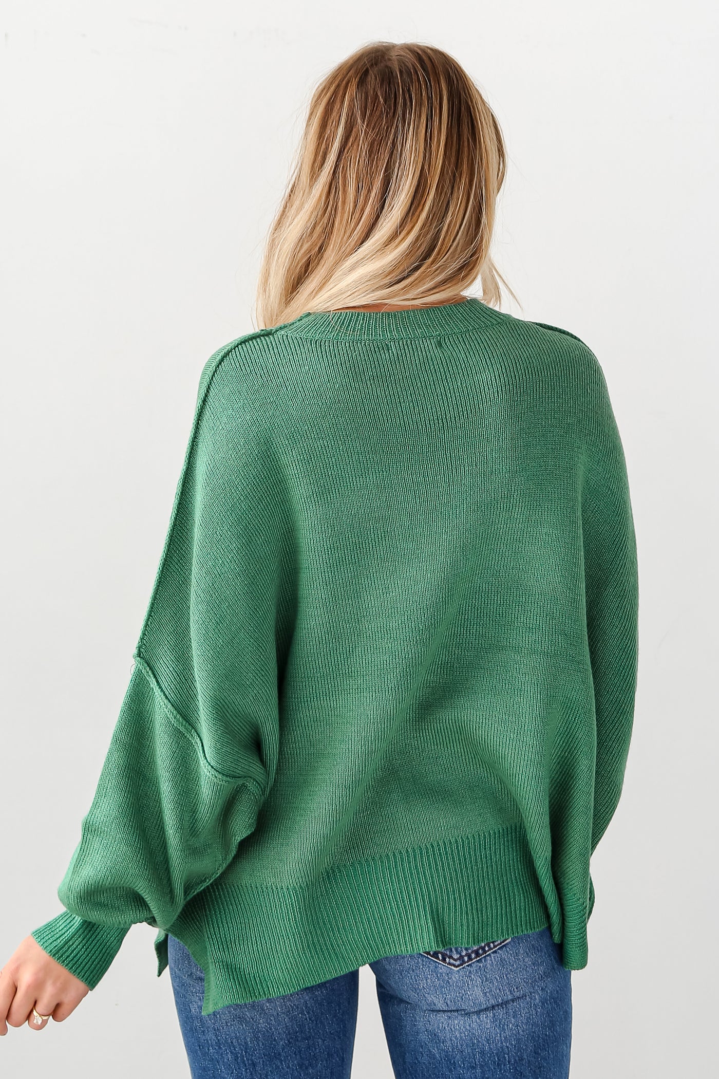 green Oversized Sweater back view