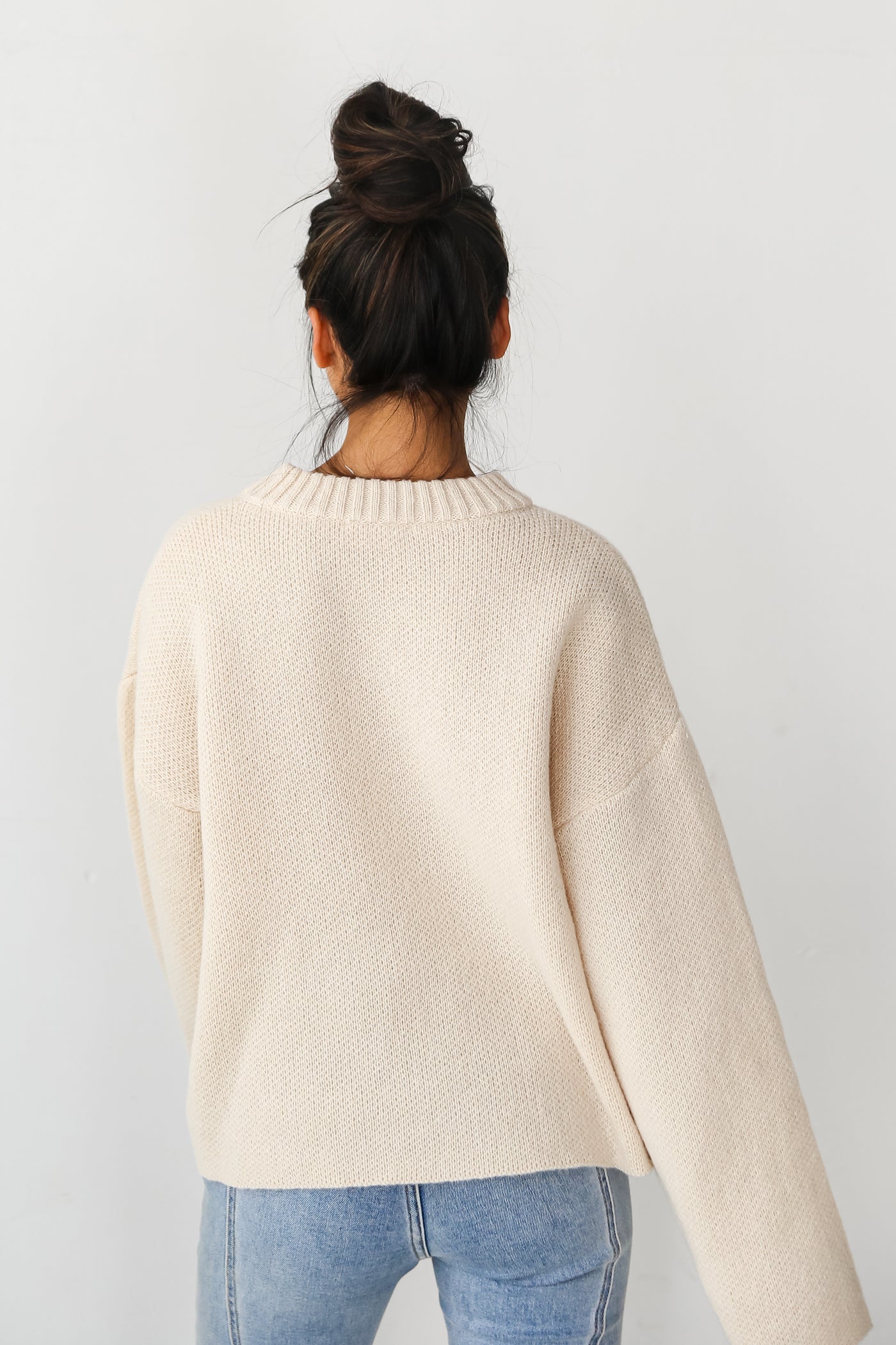 taupe Oversized Sweater back view