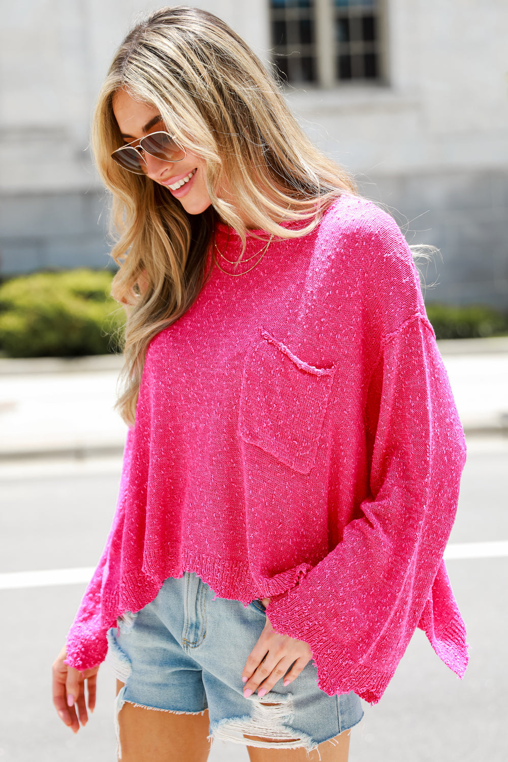 hot pink Sweater on model