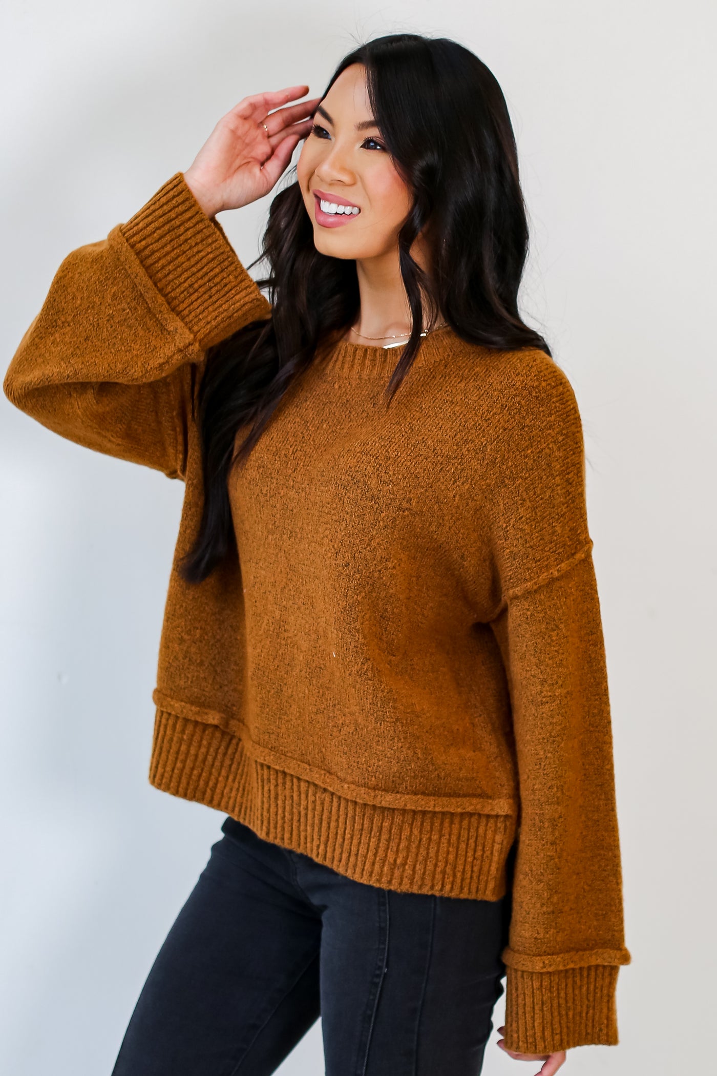 camel Sweater side view