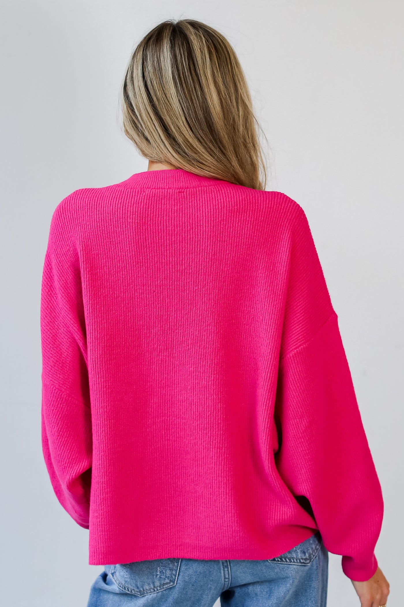 hot pink Cozy Sweater back view