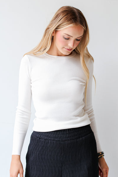 white knit tops for fall layering